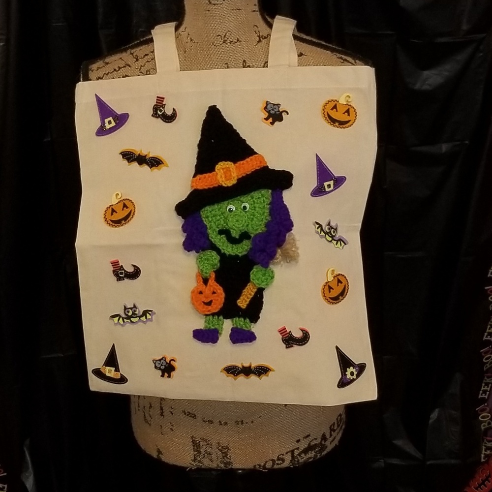 Handmade Crochet Witch Halloween Trick/Treat Bag